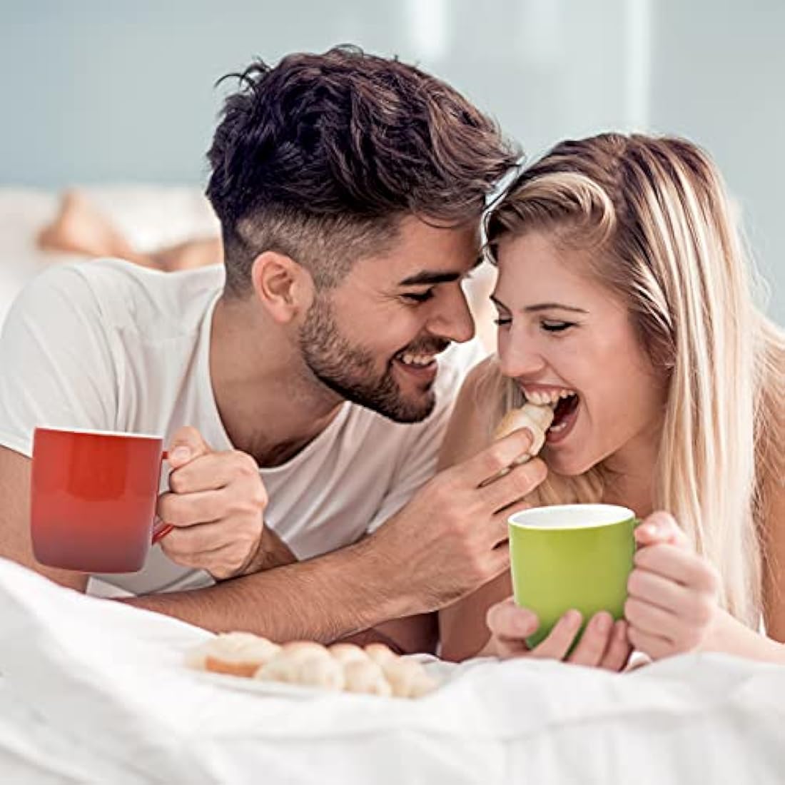 joeji's Kitchen Set of 6 Multi Coloured Tea Coffee Mugs Set - 350ml Capacity - Durable Stoneware - Dishwasher Safe - Ideal Housewarming Christmas Party Gift