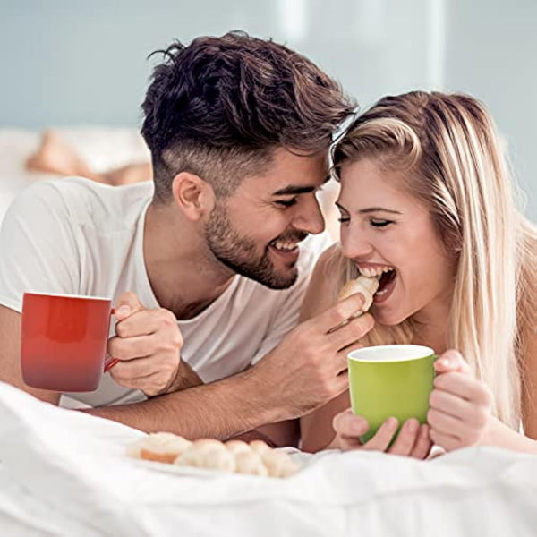 joeji's Kitchen Set of 6 Multi Coloured Tea Coffee Mugs Set - 350ml Capacity - Durable Stoneware - Dishwasher Safe - Ideal Housewarming Christmas Party Gift