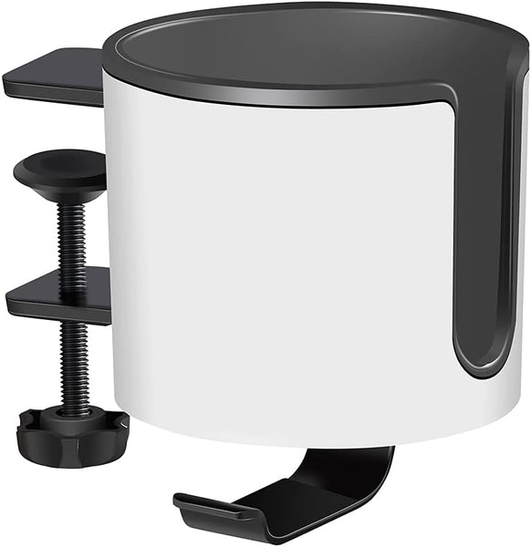 GUNKING Luxury 2-in-1 Anti-Spill Cup Holder with Under Desk Headphone Hanger (White)