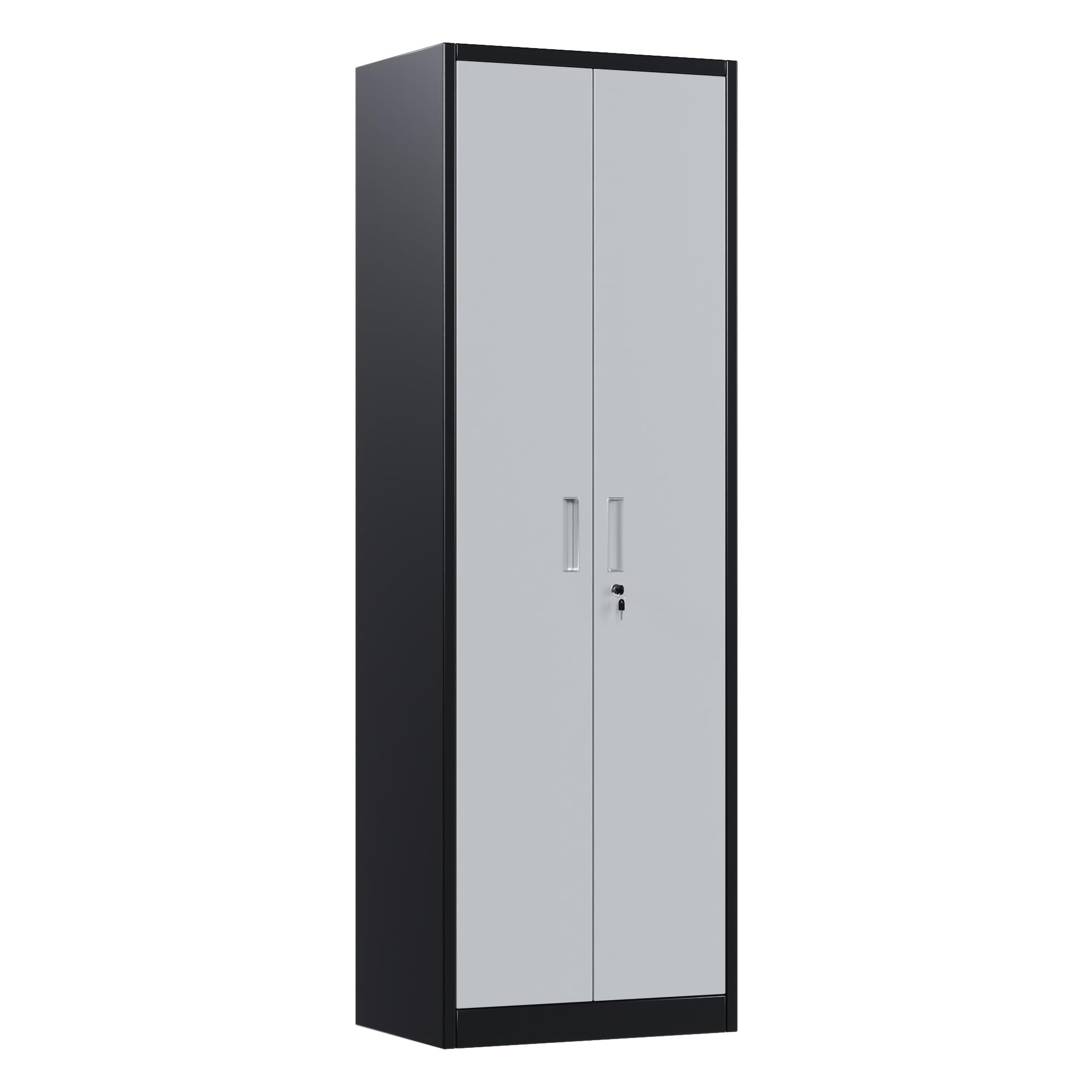 Metal Storage Cabinet with 2 Door and 3 Adjustable Shelves,140X80x40CM Steel Cabinet for Warehouse,Garage,Home,Office,Easy Assemble Required(Black/White)