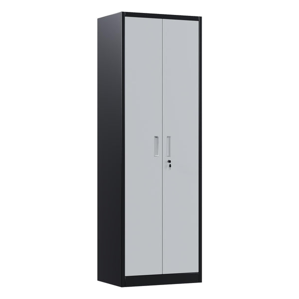 Metal Storage Cabinet with 2 Door and 3 Adjustable Shelves,140X80x40CM Steel Cabinet for Warehouse,Garage,Home,Office,Easy Assemble Required(Black/White)