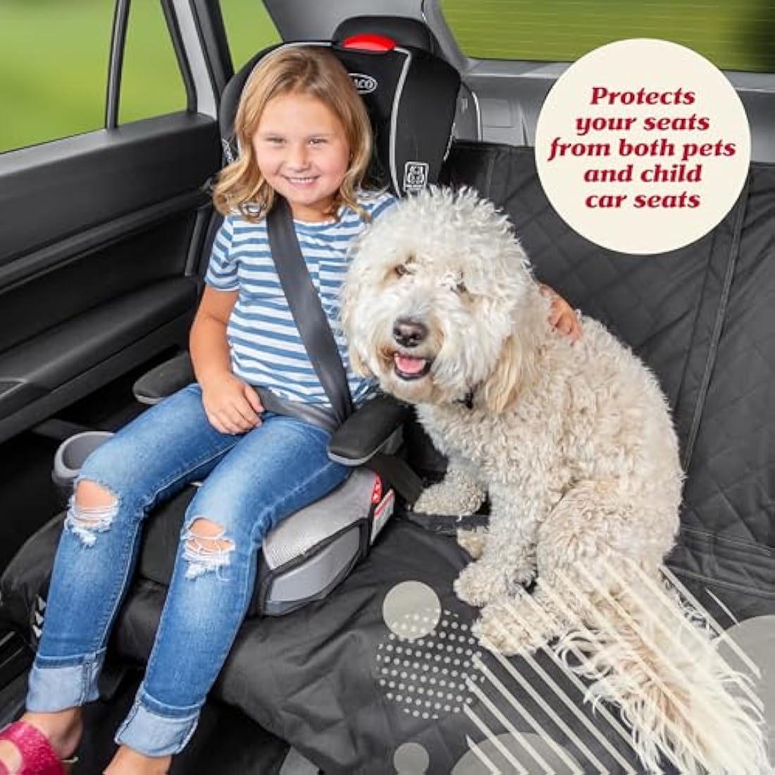 LUSSO GEAR Dog Car Seat Cover for Back Seat | Protects Back Seat From Scratches, Scuffs, Shedding, Mud, & More | 100% Waterproof | Non-Slip Cover Stays Securely in Place | Fits All Cars, Trucks & SUVs