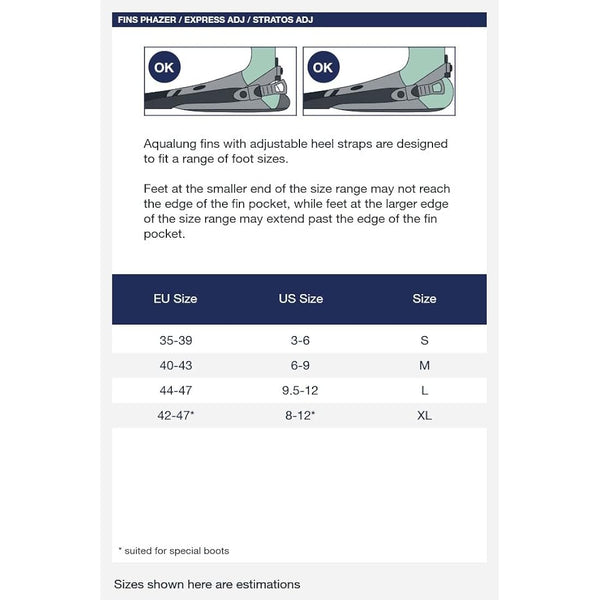 Aqualung PHAZER - Adult Diving Fins for all levels with innovative Wave Rib Technology, Balanced, Powerful, Hydrodynamic Design, Ideal for Scuba Diving, Snorkelling