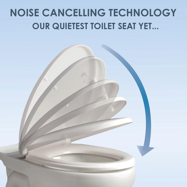 AQUALONA® Luxury Soft Close Toilet Seat - Moulded Wood - Stainless Steel Slow Close Hinges - Click, Lift & Clean Technology (Bamboo Toilet Seat)