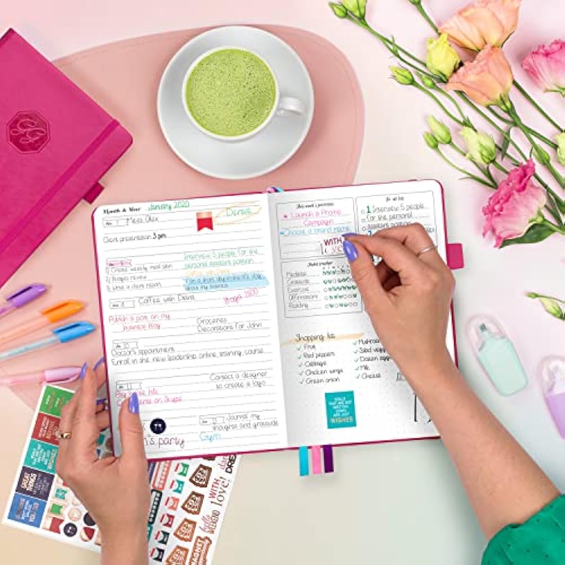 GoGirl Planner and Organizer for Women – Compact Weekly Planner, Goals Journal & Agenda to Improve Time Management & Productivity (Hot Pink)