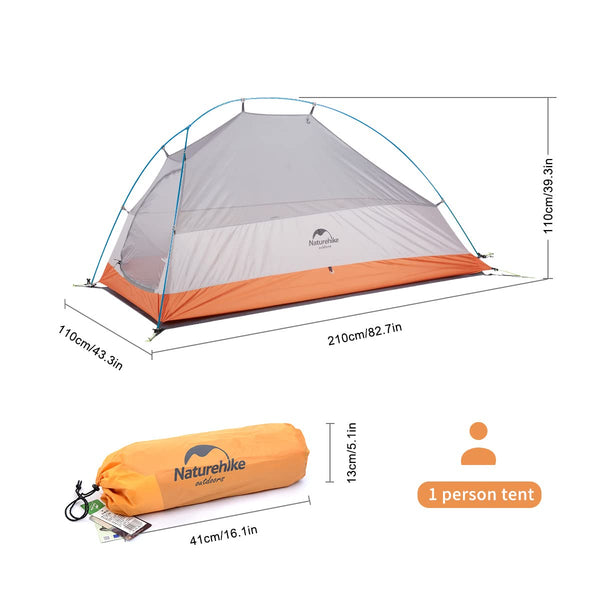 Naturehike Cloud up 1 Person Backpacking Tent Lightweight Camping Hiking Dome Tent for 1 Man