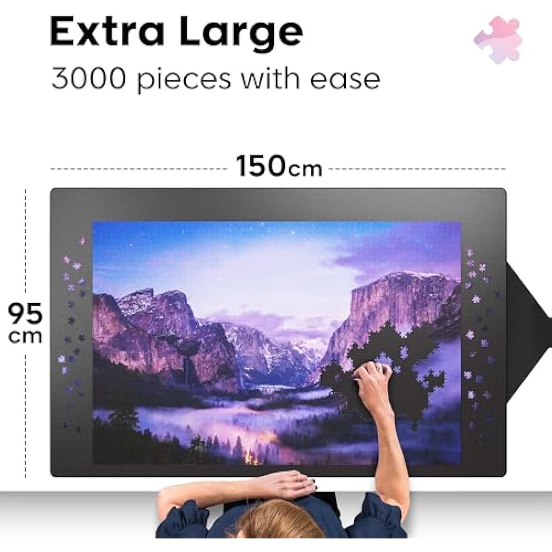 Puzzlup Jigsaw Mat 3000 Pieces - 95 X 150 cm (37 x 59 Inches) - Non Slip Roll Up Foam Puzzle Mat - Suited for Puzzles of 500, 1000, 1500, 2000 or 3000 pieces - Portapuzzle With Gift Packaging