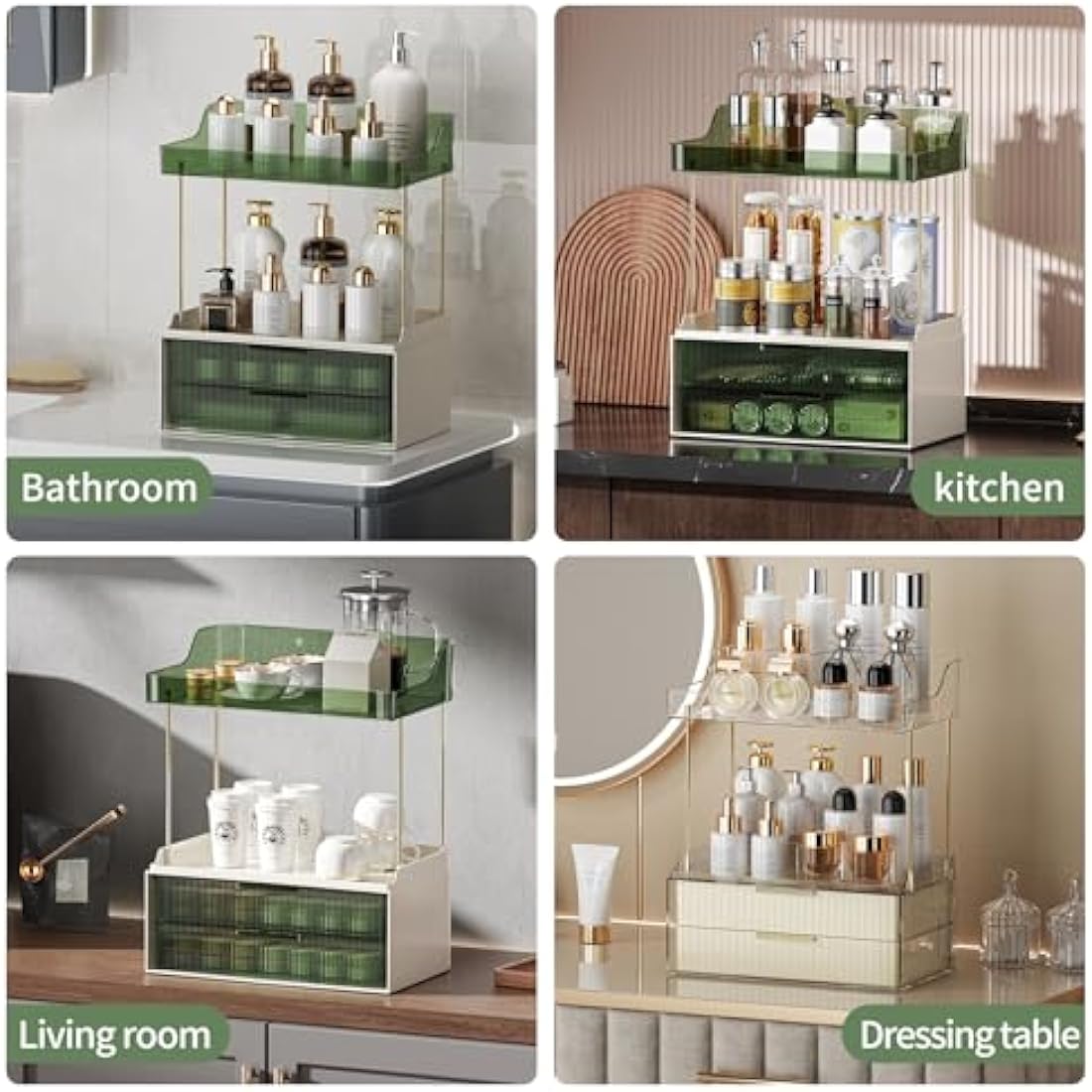 IJIAMY Makeup Organiser Storage Drawers, Cosmetic Organisers, Skincare Cosmetic Organizer, Dressing Table Organiser for Lipsticks,Jewelery, Bedroom, Bathroom