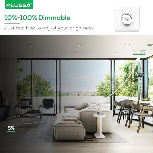ALUSSO Ultra Slim 10W Dimmable LED Downlights, 700LM Recessed Ceiling Lights, 3000K-6500K Adjustable, 30MM Height, IP44 Rated for Bathroom, 12 Pack