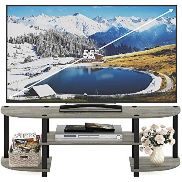 Furinno Turn-S-Tube Wide TV Entertainment Center, TV Unit, TV Stand, French Oak/Black, 120 (W) x 40 (H) x 34 (D) cm