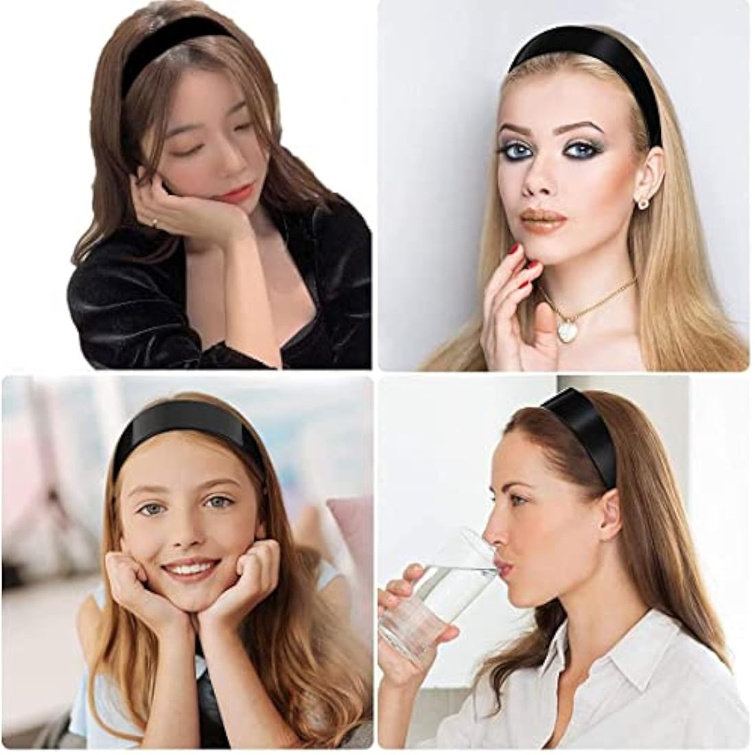 20 Pack 1 Inch Black Plain Craft Plastic Headbands with Teeth Plastic DIY Hair Accessories Headbands Headwear