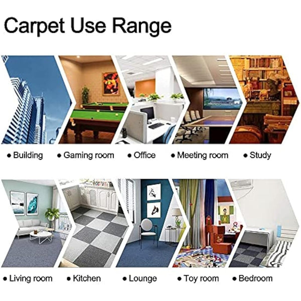 12 x Mixed Random Colour Carpet Tiles (40cm x 40cm) Heavy Duty Home Commercial Retail Office Shop Premium Flooring Rugs Floor Tile Hardwearing Anti-Slip Floor Covering, Bitumen Backed