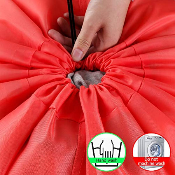 IHOMAGIC Laundry Bag Large Foldable Laundry Bag Washable Storage Bag with Nylon Rope Lightweight Portable Bag for Dirty Clothes Blanket 100L in Bedrooms, Hotels, Dorms, Travel, Orange