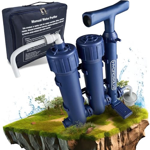 HYDROSOLVE Outdoor Portable Water Filter Camping Emergency Water Purification System with Hand Pump Filtration for Hiking and Camping (Portable Water Filter)
