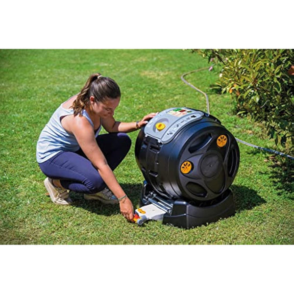 HOZELOCK - Easymix 2-in-1 Composter: Rotating Composter with 100 Litre Capacity. Mixing 3x Faster than Standard Composters (8 Weeks), Compost Juice Collection Container [4001 0000]