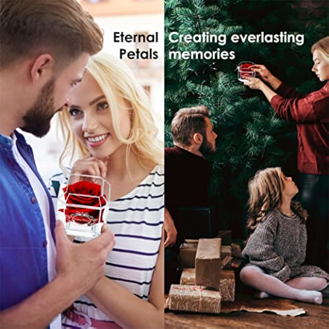 Eternal Petals A 100% Real Rose That Lasts Years, Handmade in UK – White Gold Solo (Black)