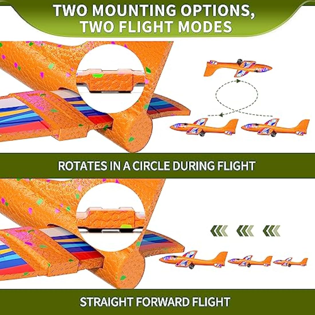 Doloowee 4 IN 1 Airplane Launcher Toys, LED Foam Glider Airplane Catapult, 2 Flight Modes, Outdoor Sports Flying Toys 3-12 Years Old Boys Girls Birthday Gifts