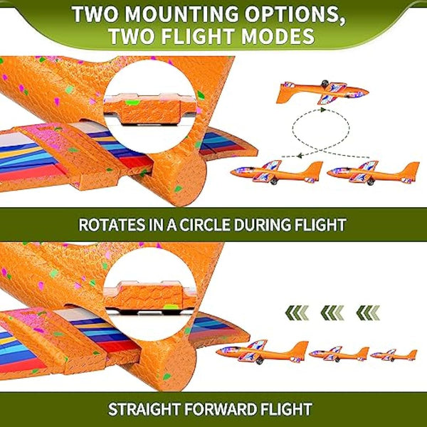 Doloowee 4 IN 1 Airplane Launcher Toys, LED Foam Glider Airplane Catapult, 2 Flight Modes, Outdoor Sports Flying Toys 3-12 Years Old Boys Girls Birthday Gifts