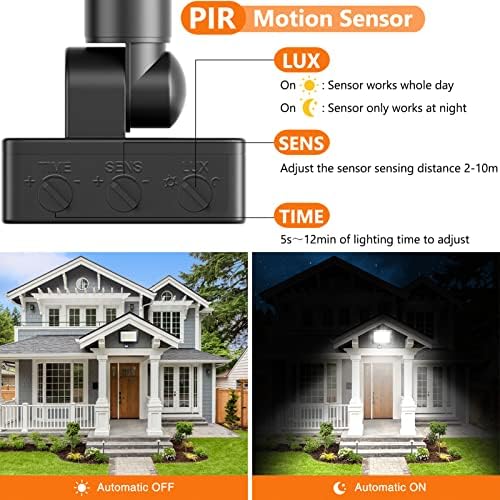 YIQIBRO 100W PIR Security Lights Outdoor Motion Sensor 2 Pack, 10000LM LED Floodlight with PIR, IP67 Waterproof Flood Lights Motion Sensor for Garden, Garage, Patio, Yard