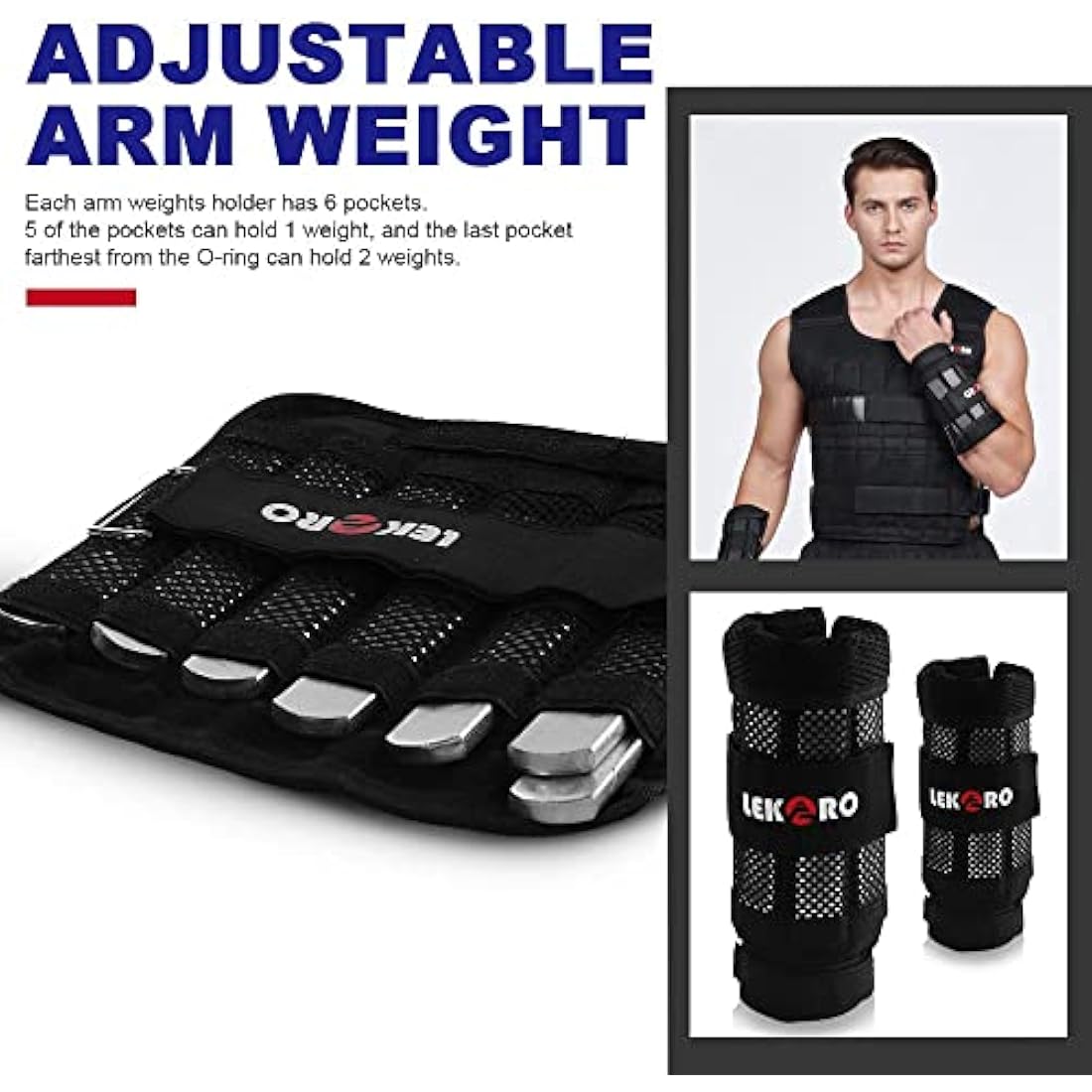 Adjustable Weighted Vest 44LB Workout Weight Vest Training Fitness Weighted Jacket for Man Woman (Included 96 Steel Plates Weights)