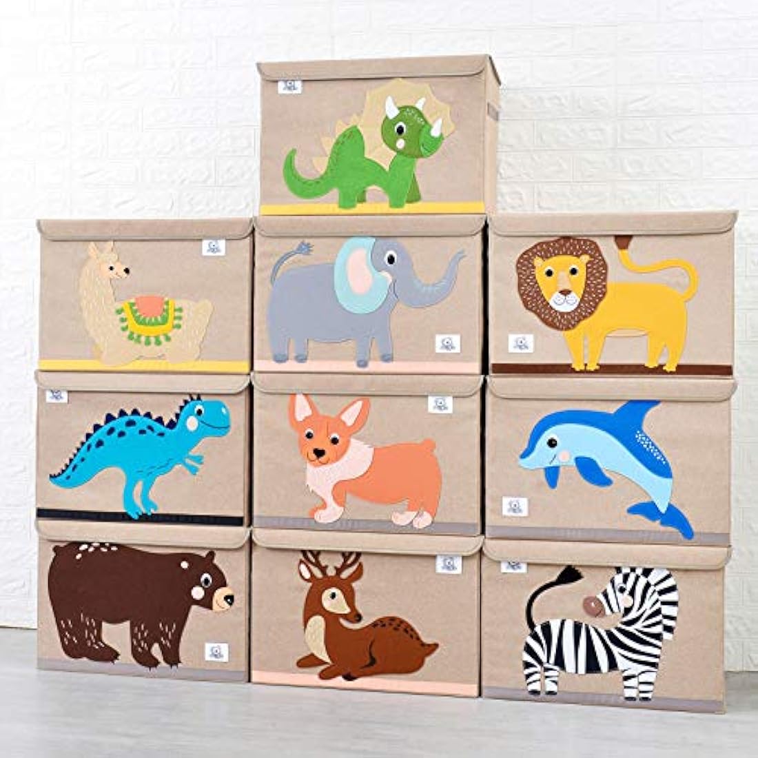 CLCROBD Foldable Kids Large Toy Chest with Flip-Top Lid, Collapsible Fabric Animal Toy Storage Organizer/Bin/Box/Basket/Trunk for Toddler, Children and Baby Nursery (Elephant)
