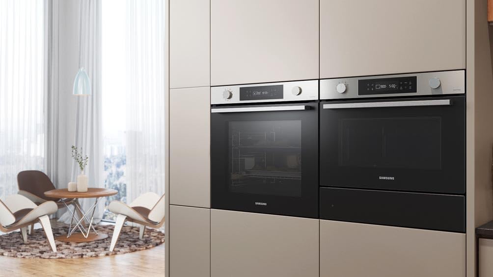 Samsung Series 4 Dual Cook Flex Smart Oven with Pyrolytic Cleaning, Colour: Stainless Steel, NV7B45305AS