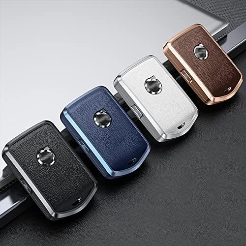 HIBEYO Key Case Fits for Volvo Smart Car Key Case Protective Cover Compatible with Volvo XC60 XC70 XC90 C30 S60 S80 S90 V60 V70 V90 key rings Key Box Leather Key Fob Accessories Side Buttons-