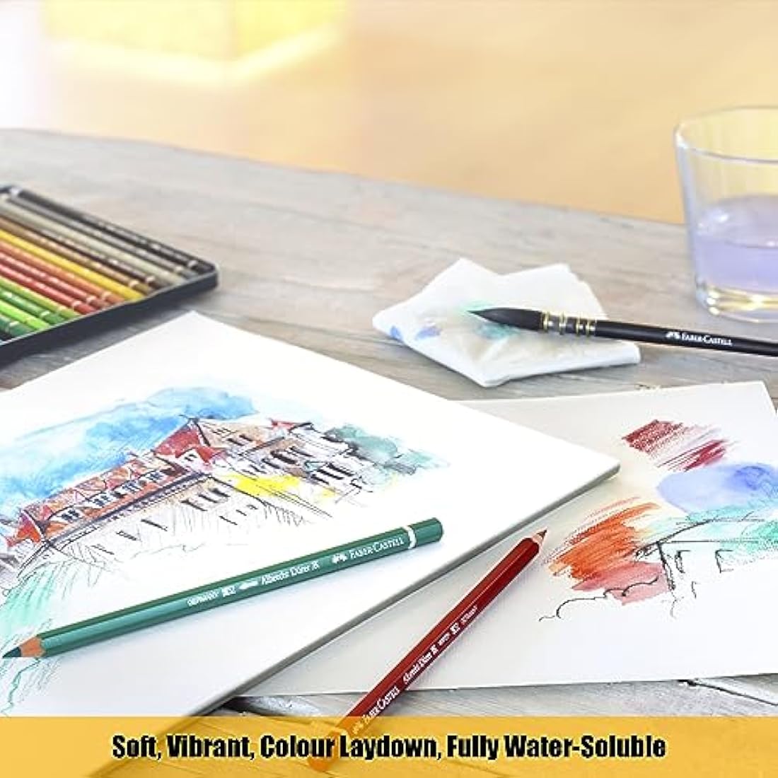 Faber-Castell A4 Watercolour Pad & Tin Of 24 Albrecht Dürer Watercolour Pencils - Art Set For Adult Colouring Books, Craft Supplies, Drawing, Sketching, Lightfast Pencils, Schools, Home, College…