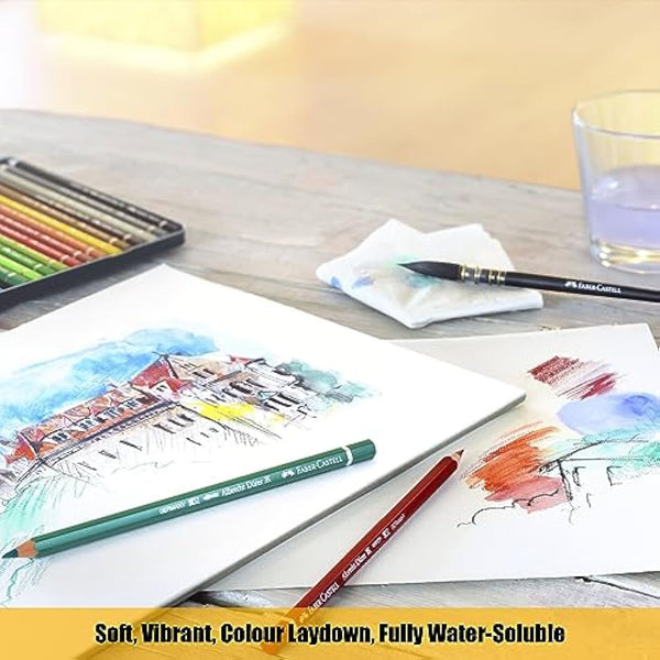 Faber-Castell A4 Watercolour Pad & Tin Of 24 Albrecht Dürer Watercolour Pencils - Art Set For Adult Colouring Books, Craft Supplies, Drawing, Sketching, Lightfast Pencils, Schools, Home, College…