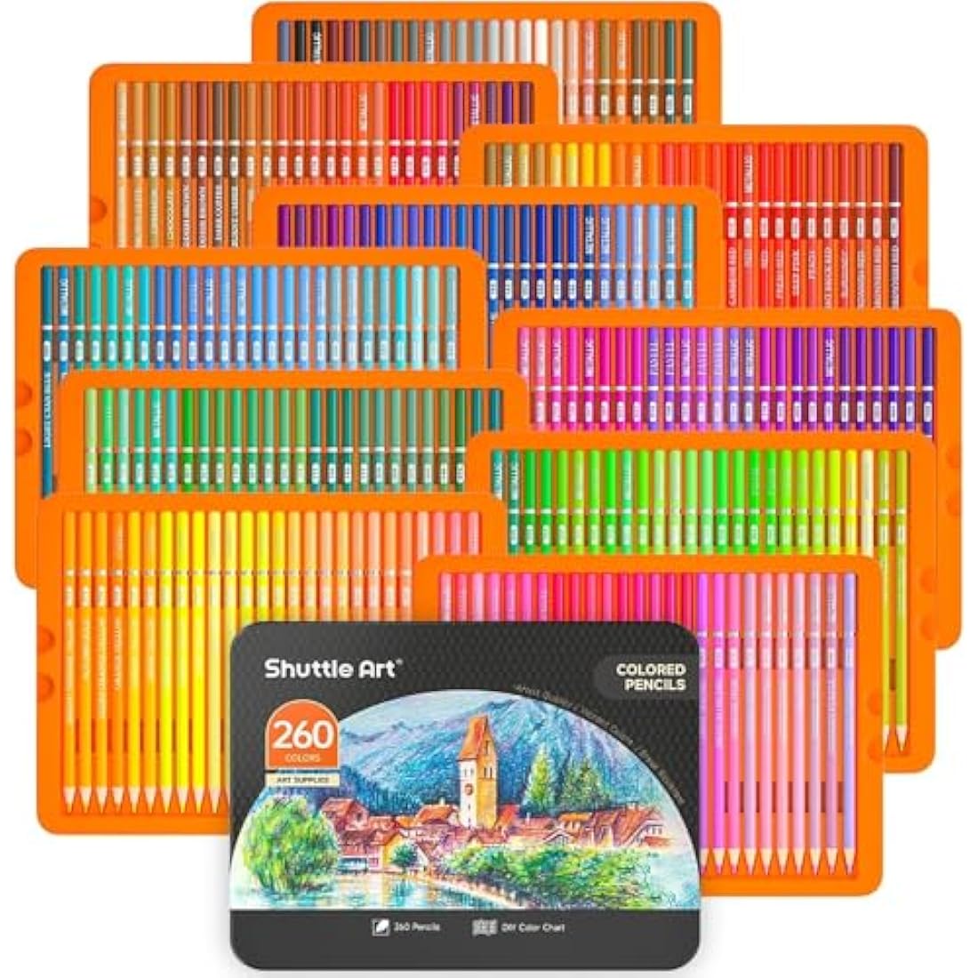 Shuttle Art 260 Colouring Pencils, Professional Coloured Pencils Set for Adult Colouring in Box, Soft Core Colour Pencils for Artists Kids Adults, Art Drawing Pencils Colouring Sketching, Art Supplies