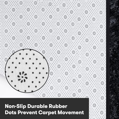 JOJOSEE Rugs Living Room, 160 x 230 cm Black Area Rug, Anti Slip Soft Fluffy Shaggy Extra Large Floor Carpets Mat for Bedroom, Nursery Bedside(Black,