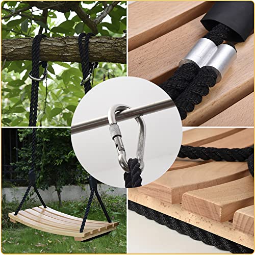 Taeku Adult Tree Swing, Hanging Beech Wood Swings with Adjustable Rope Garden Chair Seat Swing for Indoor Outdoor (24''x10'')