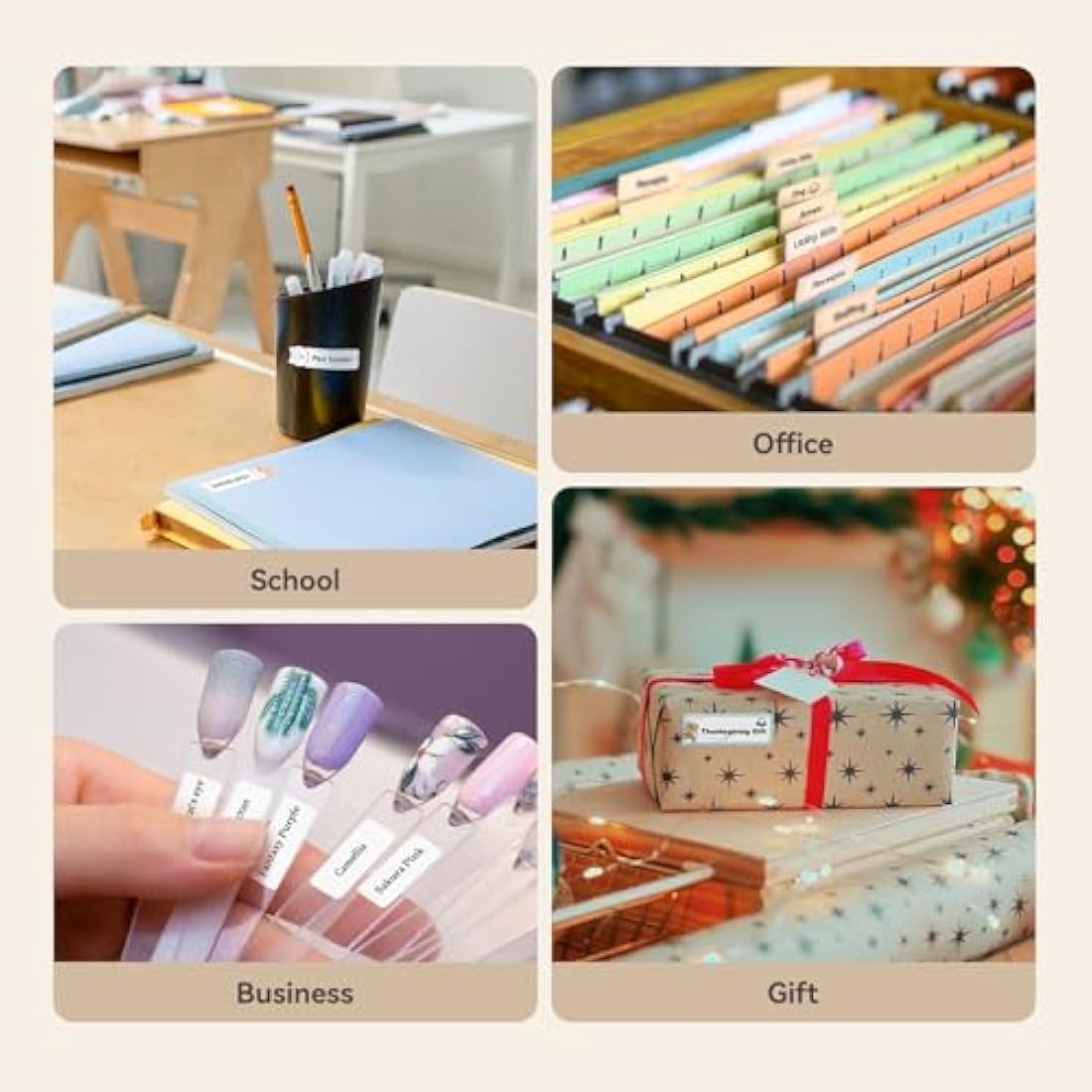 NIIMBOT Thermal Label Maker Tape Waterproof Lables 0.47" x 1.57"(12×40mm) Printer Sticker Labeling Tape with Self-Adhesive for D11/D110/D101 Label Maker(White)