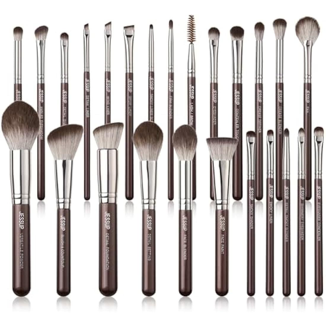 Jessup Makeup Brushes Set Professional 25pcs Premium Synthetic Make up Brushes for Foundation Eyeshadow Blending Concealer Blush Contour Bronzer Eyeliner Eyebrow, Shimmer Brown T511