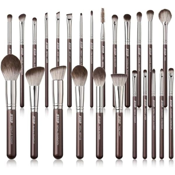 Jessup Makeup Brushes Set Professional 25pcs Premium Synthetic Make up Brushes for Foundation Eyeshadow Blending Concealer Blush Contour Bronzer Eyeliner Eyebrow, Shimmer Brown T511