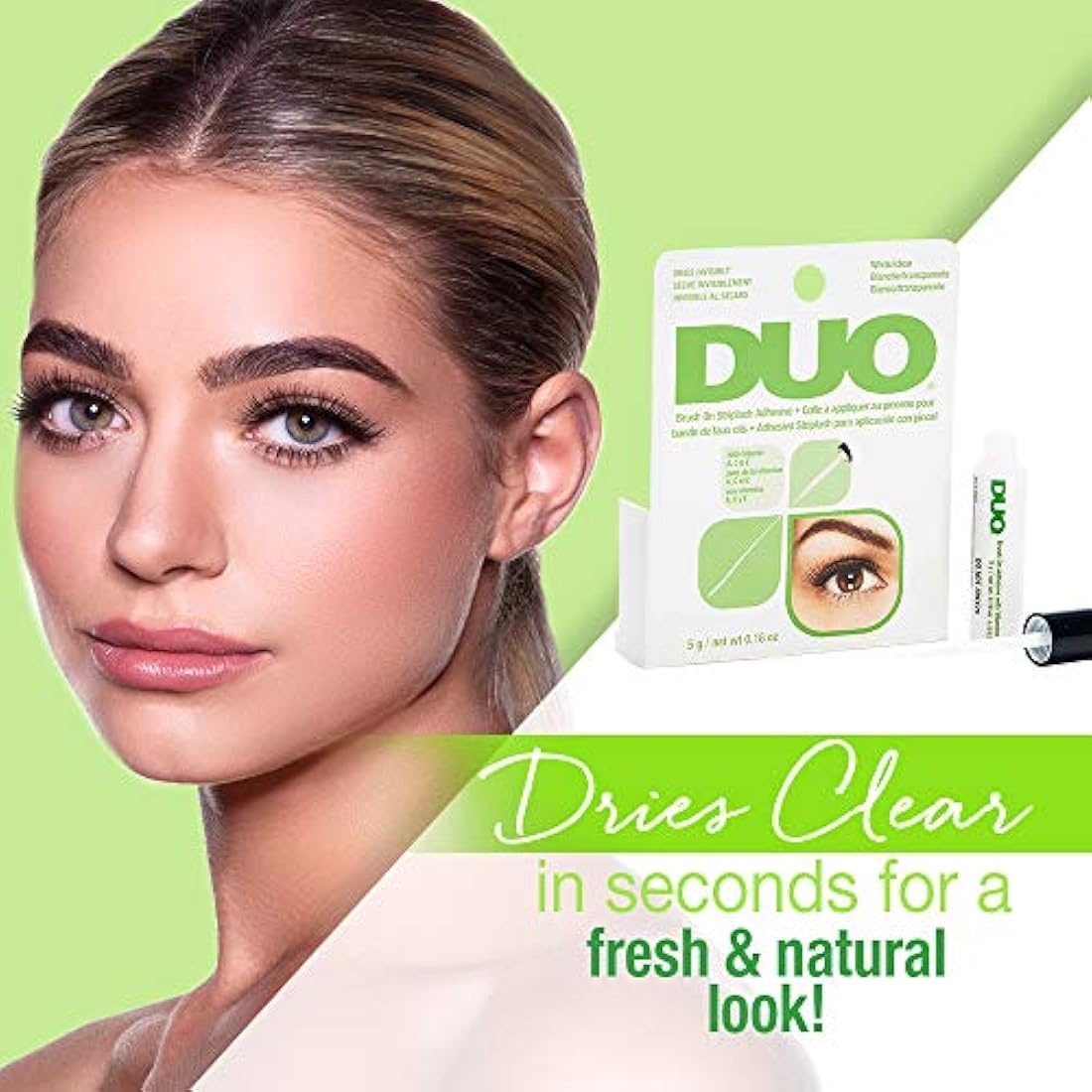 Duo Brush on Clear Lash Glue, Striplash Adhesive with Brush, Latex Free, Rapid Dry, Dries Clear, False Eyelash Glue, 5 g, (Pack of 1)