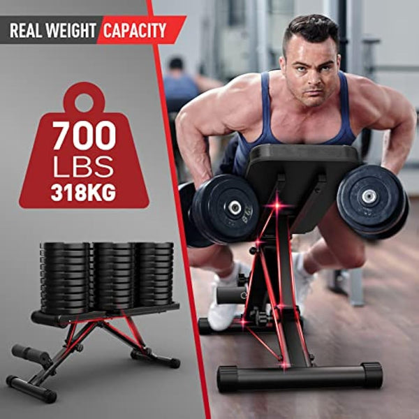 JOROTO MD35 Adjustable Weight Bench - Foldable 700 Pounds Load Strength Training Benches for Full Body Workout Bench Press (With Fast Auto-lock Adjustments)