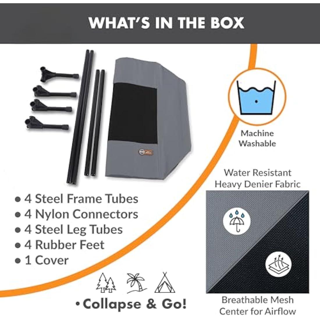 K&H Pet Products Cooling Elevated Dog Bed Outdoor Raised Cot with Washable Breathable Mesh, No-Slip Rubber Feet, Portable Cot Indoor Outdoor, Medium Grey/Black Mesh