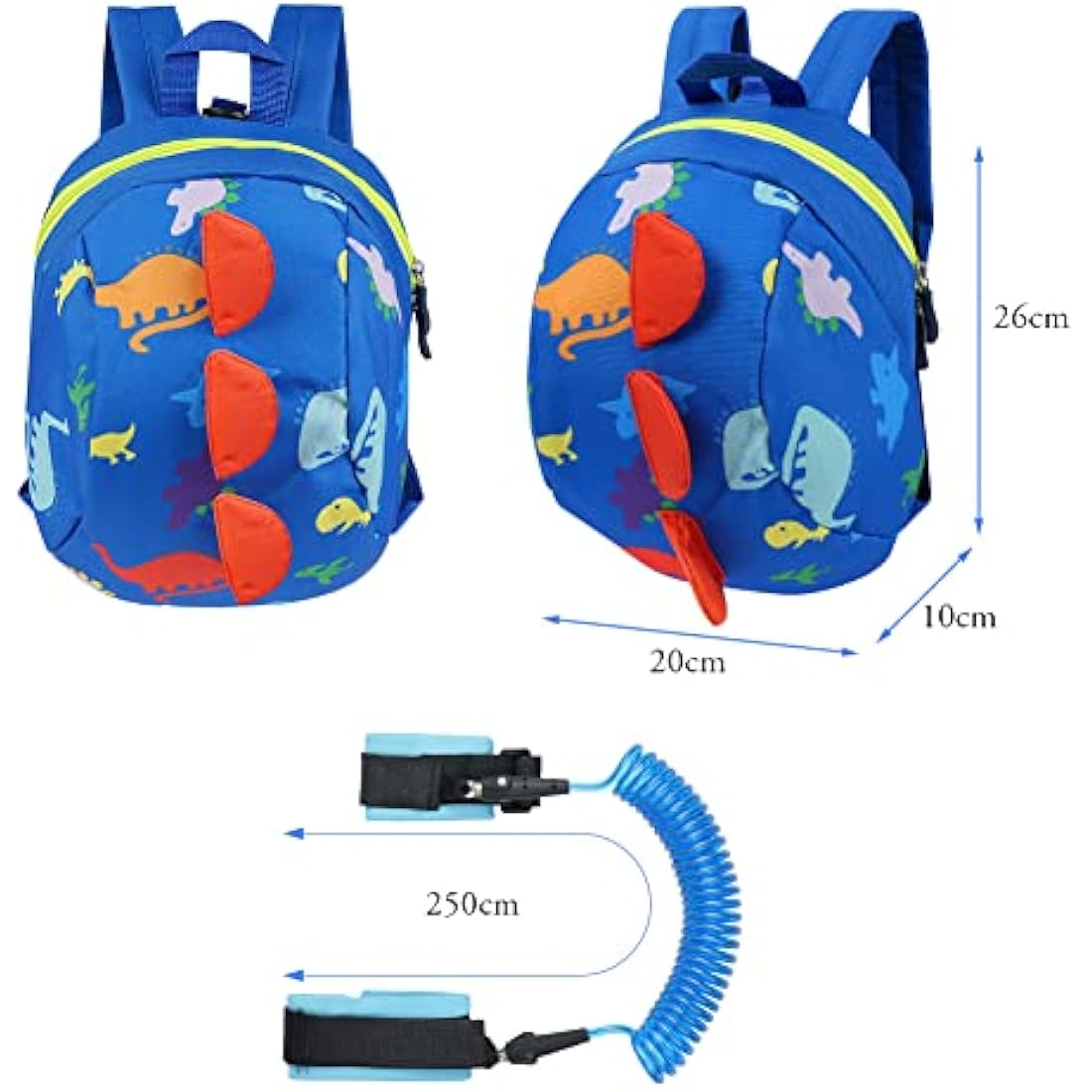 AOMIG Baby Reins, Baby Walking Reins and Toddler Safety Harness, Dinosaur Baby Reins Safety Leash Baby Toddler Anti Lost Belt Reins for Toddlers Boys and Girls (Blue)