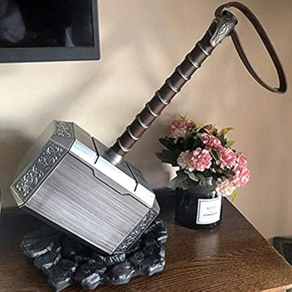 damdos Halloween Prop Cosplay Weapon 1:1 45cm Thors Hammer Thunder Hammer+ Stand Base ABS Plastics Birthdays Gifts