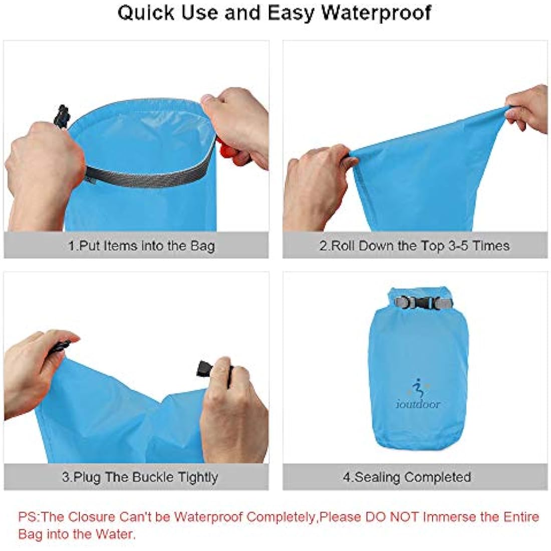 ioutdoor Waterproof Dry Bags Lightweight 2L/5L/10L/20L Keep Dry Clean, Dry Compression Sacks Small Large for Kayaking, Hiking, Swimming, Camping, Canoeing, Boating, Fishing