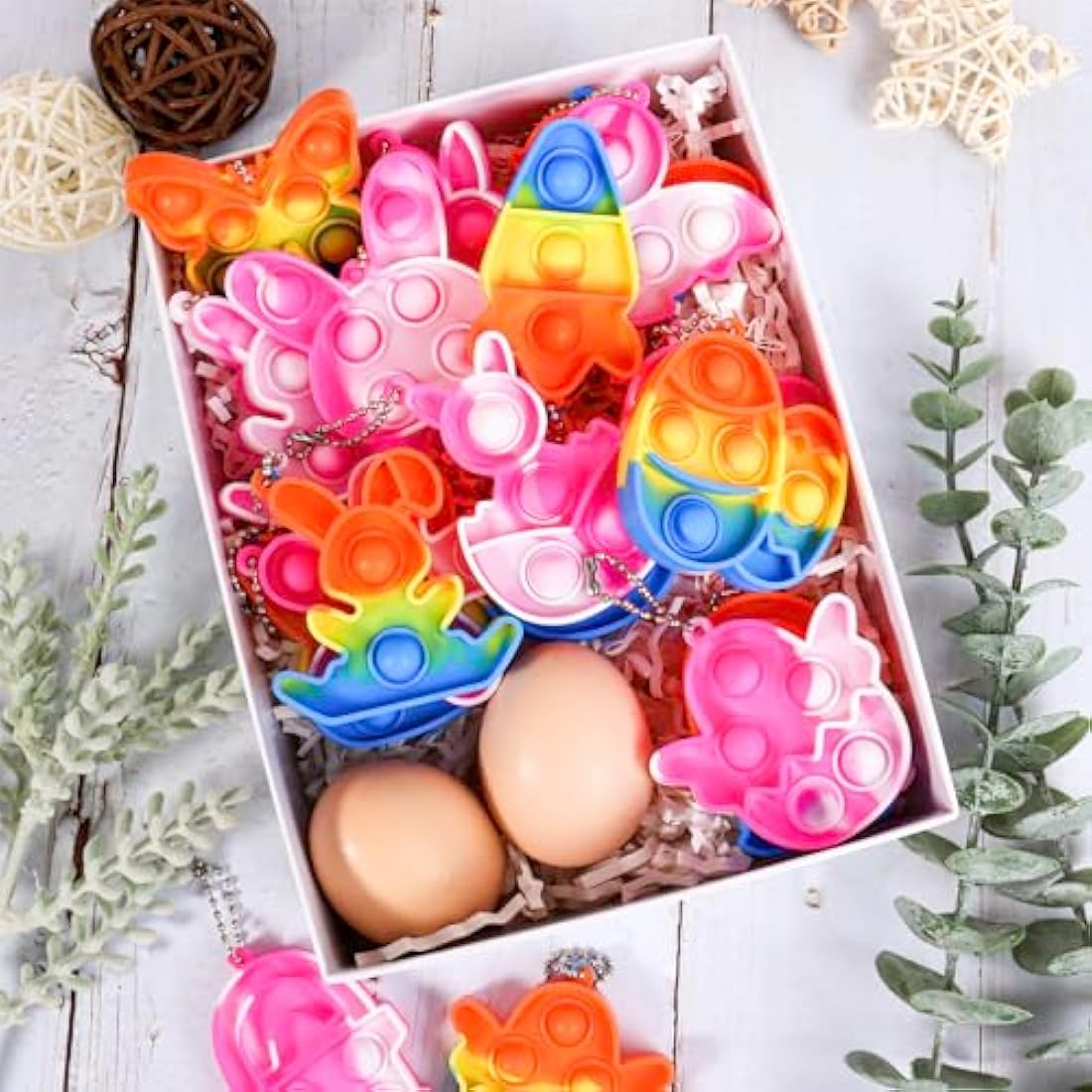 Amyang 24Pcs Easter Pop Fidget Toys, Mini Easter Simple Pop Fidget Toys for Kids Boys Girls Toddlers Easter Basket Stuffers Gifts Egg Fillers Party Favors