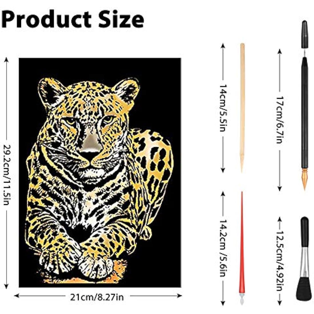 metagio 8PCS Scratch Art Paper A4 Animals Art Paper Rainbow Painting Engraving Art Sets with Scratch Drawing Pens and Cleaning Brush