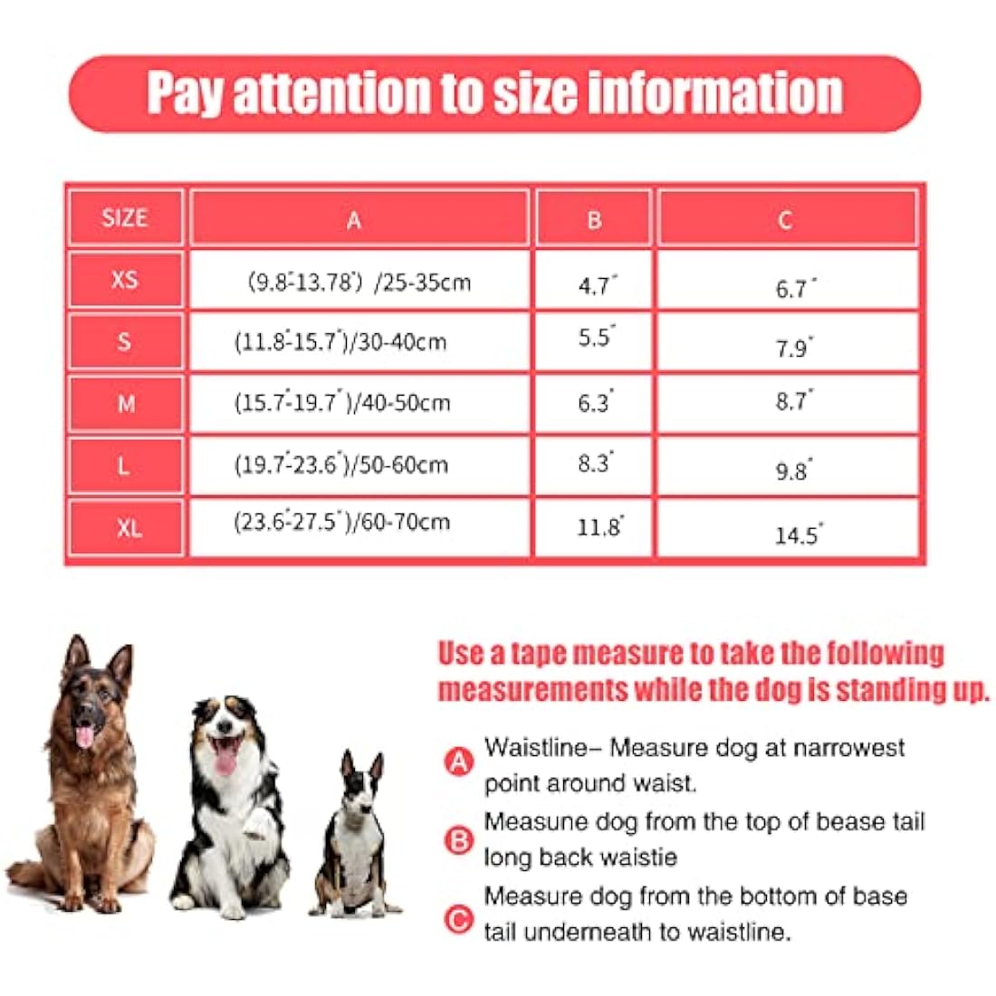 Medo 3 Packs Reusable Dog Nappies, Super Absorbent Washable Dog Diapers Puppy Sanitary Wraps Panties for Female Pet Incontinence and Long Travels 40-50 cm/15.7-19.7 (M), pink+blue+yellow