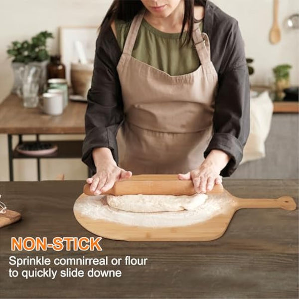 2Pack Pizza Board 14 inch with Grooves, Double-Sided Use Pizza Cutting Board with 8 Slice for Pizza, Bread, Cheese, Vegetable, Fruits