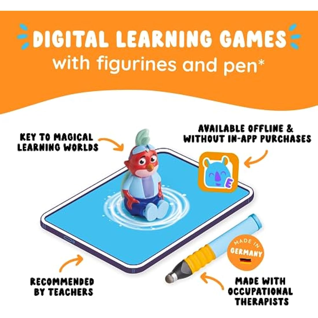 Edurino Niki Starter Set - Word Games, Reading & Writing, Literacy - Educational Toy for Kids 4+ - Includes 1 x Niki Figurine, Ergonomic Pen and App Accesss, Vocabulary and Comprehension, Handwriting