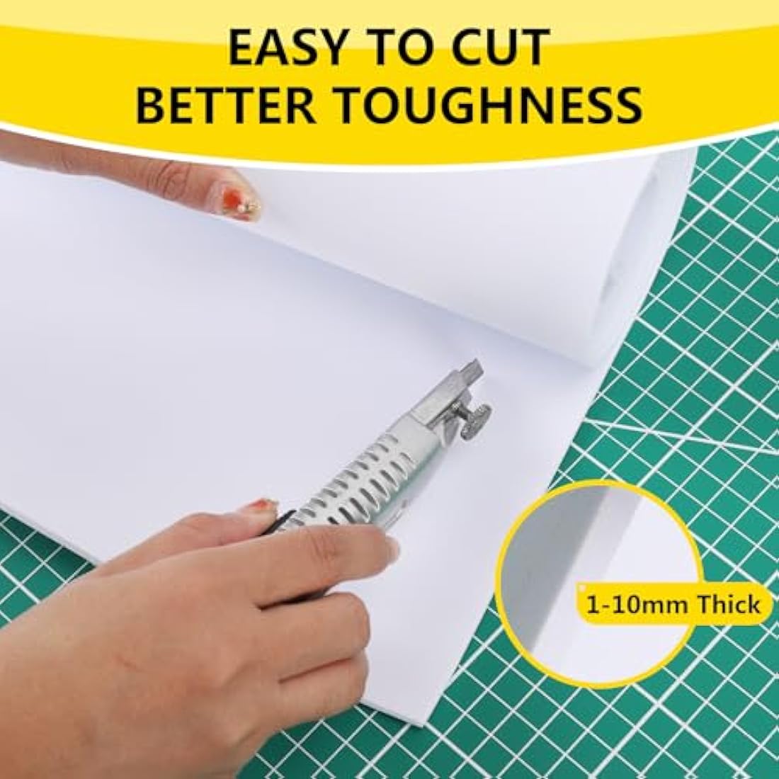 Do²ping 2-Pack White EVA Foam Sheets, 6mm Thick Premium Foam Sheets for Crafts, 35x124.5cm High Density 86kg/m3 EVA Foam for Cosplay Costume, DIY Projects (2PCS 6mm White)