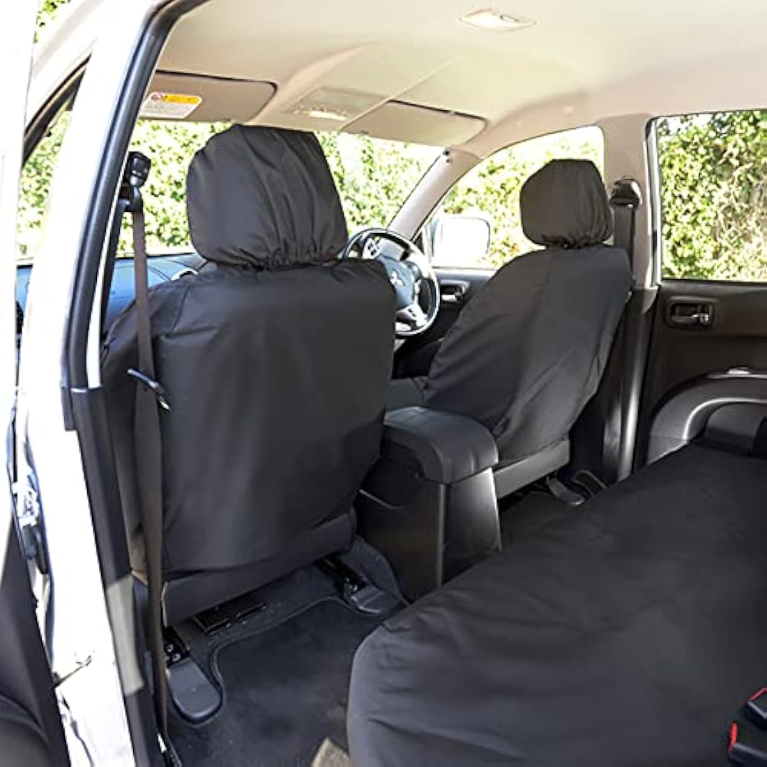 My Van Seat Covers | To Fit Mitsubishi L200 Trojan Double Cab Seat Covers 2006-2015 | Tailored Easy to Fit Waterproof | Front & Rear Black - MVSC151B-152BAD25