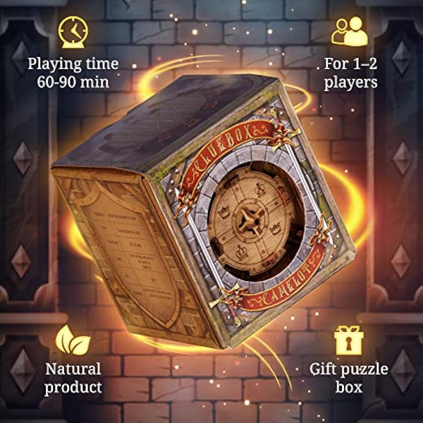 iDventure Cluebox - The Trial of Camelot - Escape Room game - Puzzle box - 3D wooden puzzle - sequential puzzle - 3D puzzles for adults - brain teaser - birthday gift gadget for men - money box