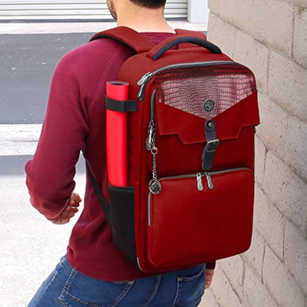 ENHANCE MTG Backpack - Collector's Edition TCG Backpack for Deck Boxes, Sleeved Cards, Playmats, MTG Accessories - Customizable Card Organization with Built-in Defender Screen (Dragon Red)
